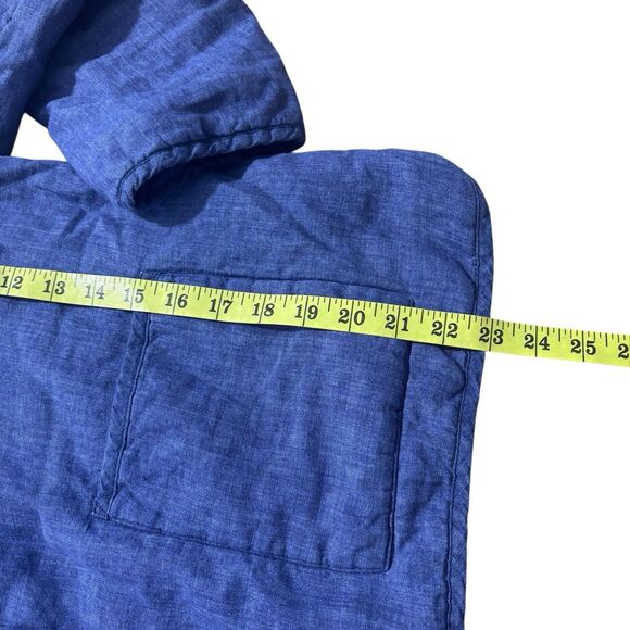 Eileen Fisher Jacket Sz Large Blue Organic Linen Delave Padded Snap Front - Picture 7 of 8